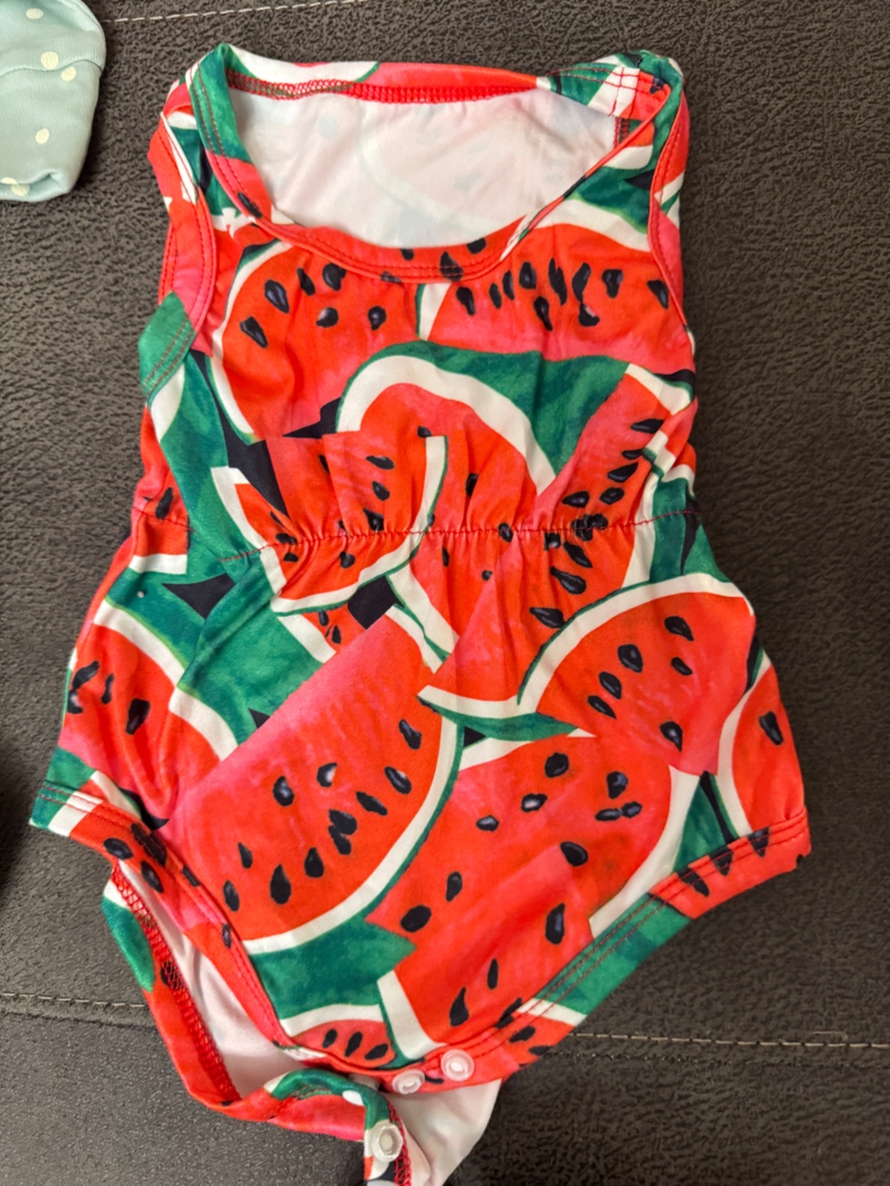 Watermelon Print Girls' Swim Shorts - Bright Red & Green
